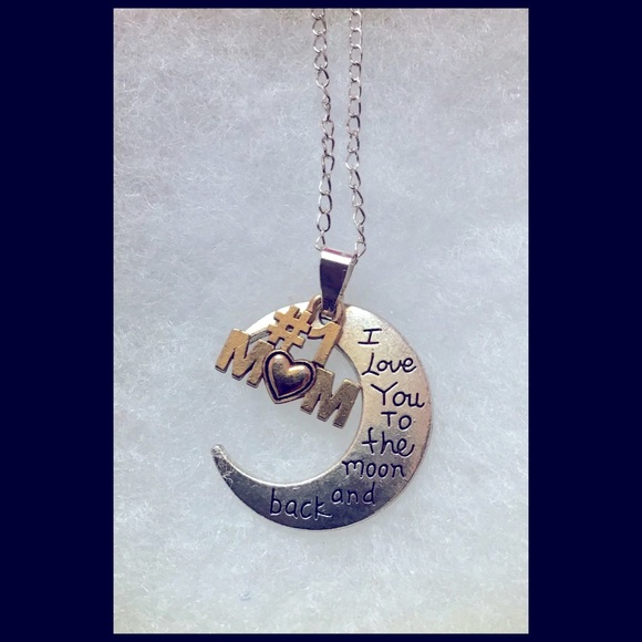 Hand Crafted Jewelry - Gold “#1 Mom” & Silver“I Love You To the moon and back” On 925 Silver Chain
